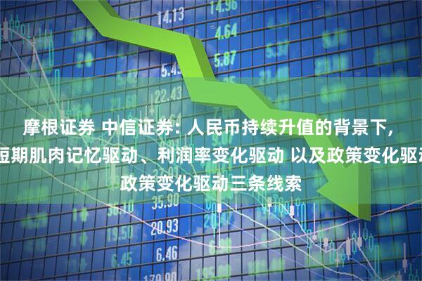 摩根证券 中信证券: 人民币持续升值的背景下, 可以关注 短期肌肉记忆驱动、利润率变化驱动 以及政策变化驱动三条线索